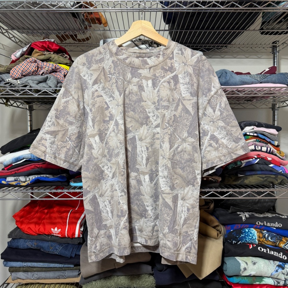Hollister T-Shirt Mens XL Brown Real Tree Camo Heavyweight Boxy Crop Fit Cotton
